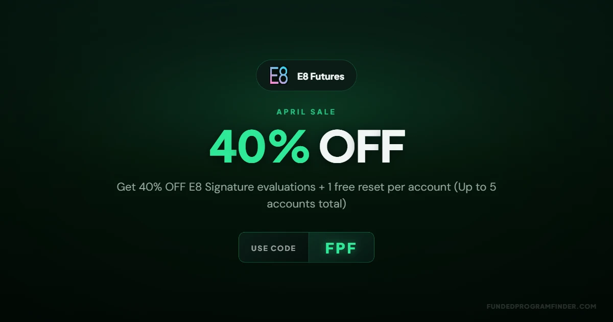 E8 Futures 40% Off Promo Banner