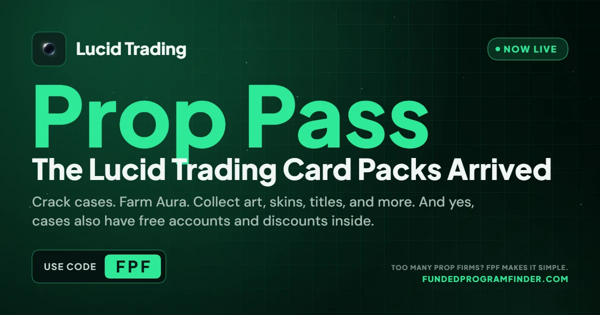 Lucid Trading Prop Pass battle pass with cases, free accounts, discounts and skins