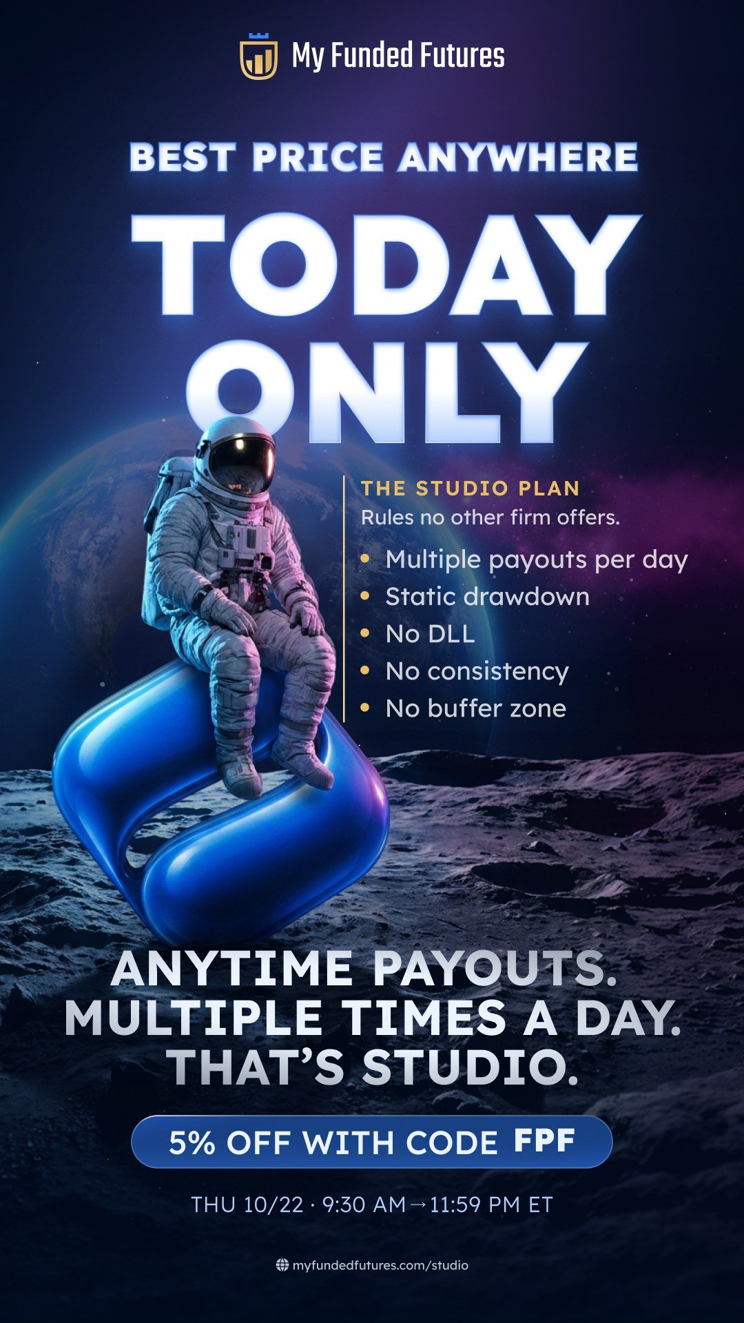 My Funded Futures Studio 5% off today with code FPF