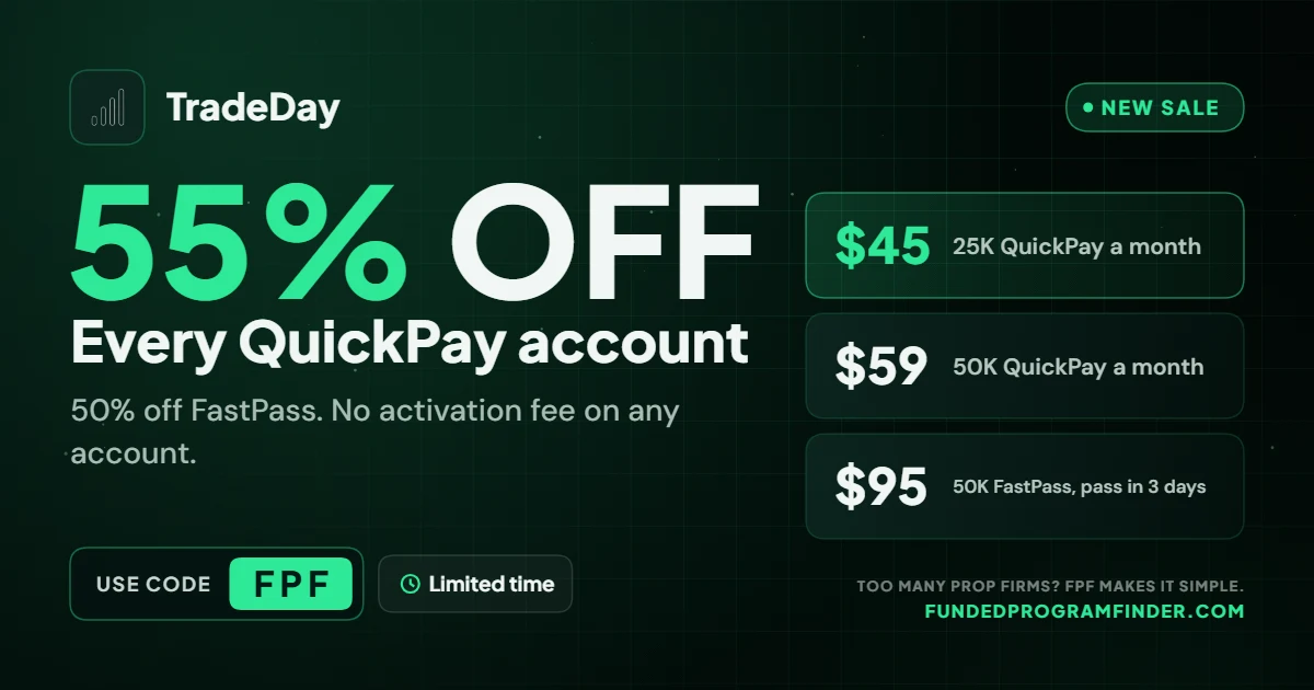 TradeDay 55% off QuickPay and 50% off FastPass with code FPF